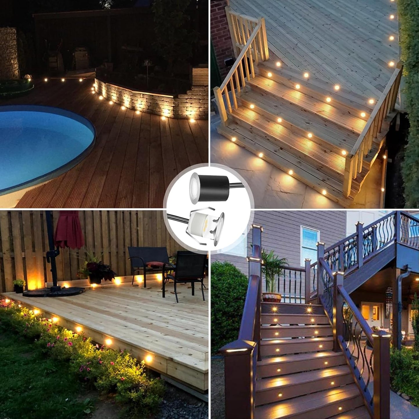 Rnehon LED Deck Lights Recessed Ø30mm Warm White
