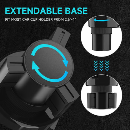 Car Cup Holder Expander | Adjustable Cup Holder Tray Table with Phone Slot for Large Bottles & Travel