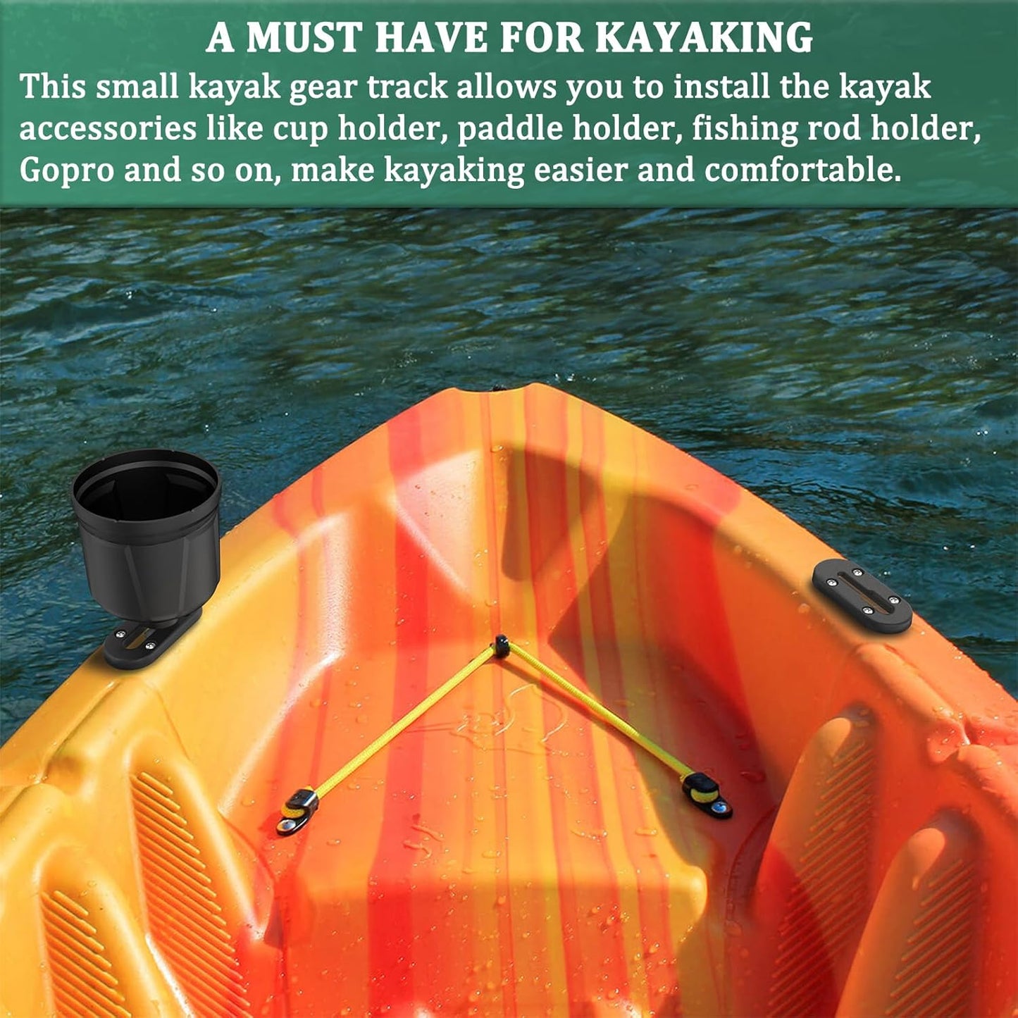 Huntury Kayak Track, Kayak Low Profile Track, Kayak Rail, Kayak Accessories Mount Track, Kayak Gear Track for Fishing Rod Holder, Fish Finder, Cup Holder, Anchor Cleat, Pack of 4, 4"