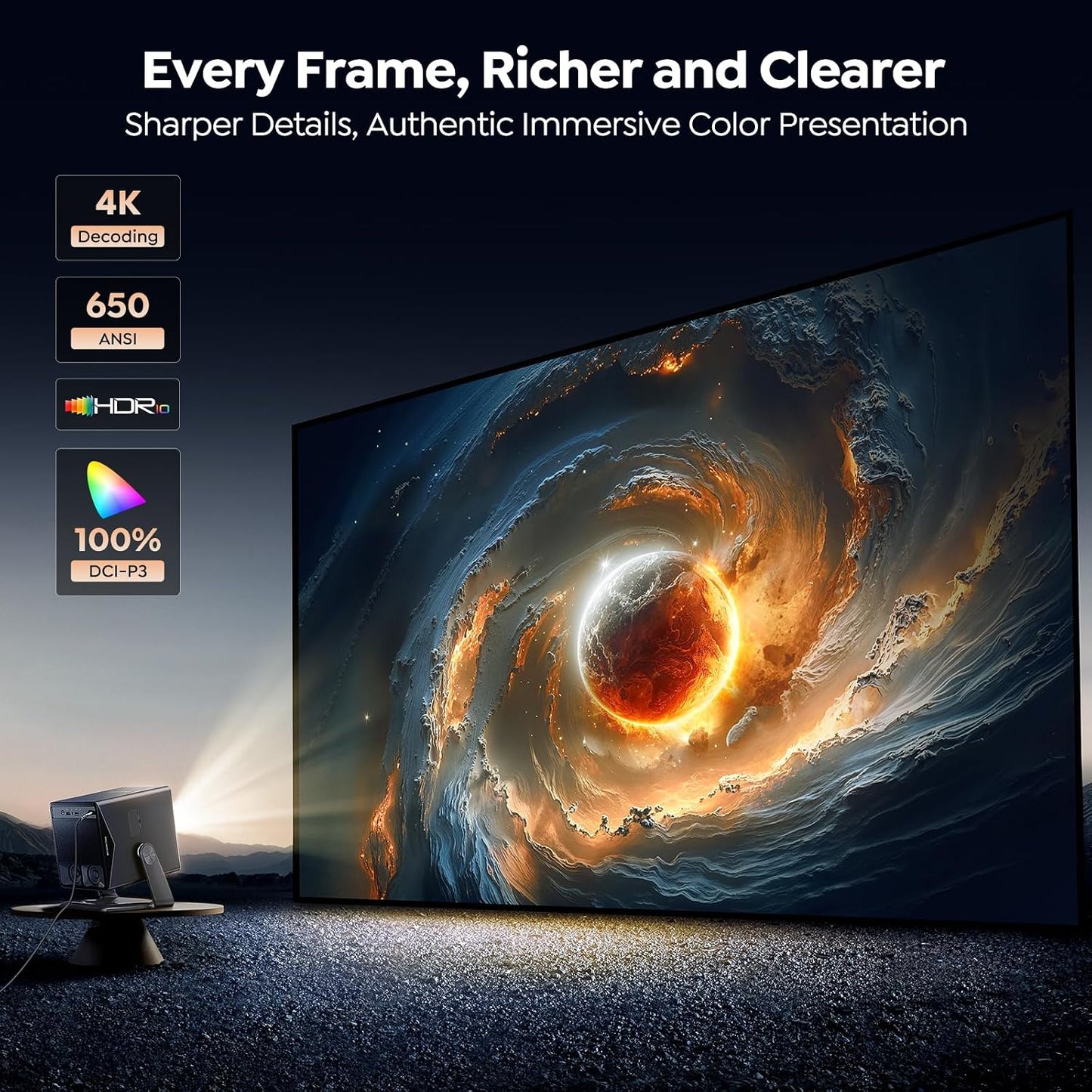 Smart Projector 4K【VIDAA Live TV|36W Dolby】Outdoor Projecteur with WiFi6 & Two Way Bluetooth, 1080P Short Throw Proyector Competible with Netflix|AI Auto Focus & Keystone|HDR10 for Movie/Home/Bedroom