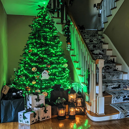 JMEXSUSS 66ft 200 LED Halloween Lights Outdoor, Orange String Lights Clear Wire, 8 Modes Orange Halloween Christmas String Lights Plug in for Tree Indoor Patio Garden Thanksgiving Decorations