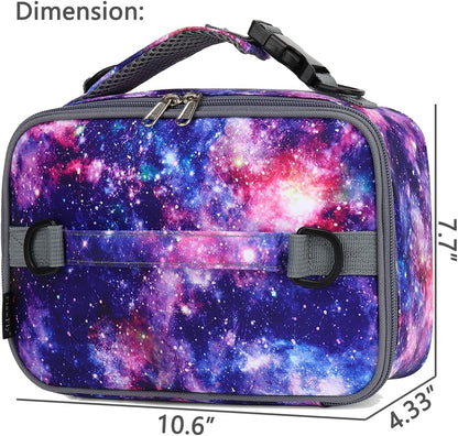 FlowFly Kids Lunch Box Insulated Soft Bag Mini Cooler Back to School Thermal Meal Tote Kit for Girls, Boys, Black