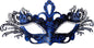 liweiyu Masquerade Mask, Mardi Gras Deecorations Venetian Masks For Womens (Blue-Black), 9.44In*4.11In