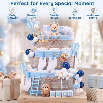 Sosation Baby Shower Empty Gift Basket Set Kit for Baby Diaper Cake