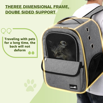 Pecute Cat Backpack up to 13 lbs, Cat Backpack Carrier with Breathable Scratch-Resistant Mesh, Visible Window, 2 Side Openings, Backpack for Cats, Puppies or Rabbits,Great for Travel Hiking Camping