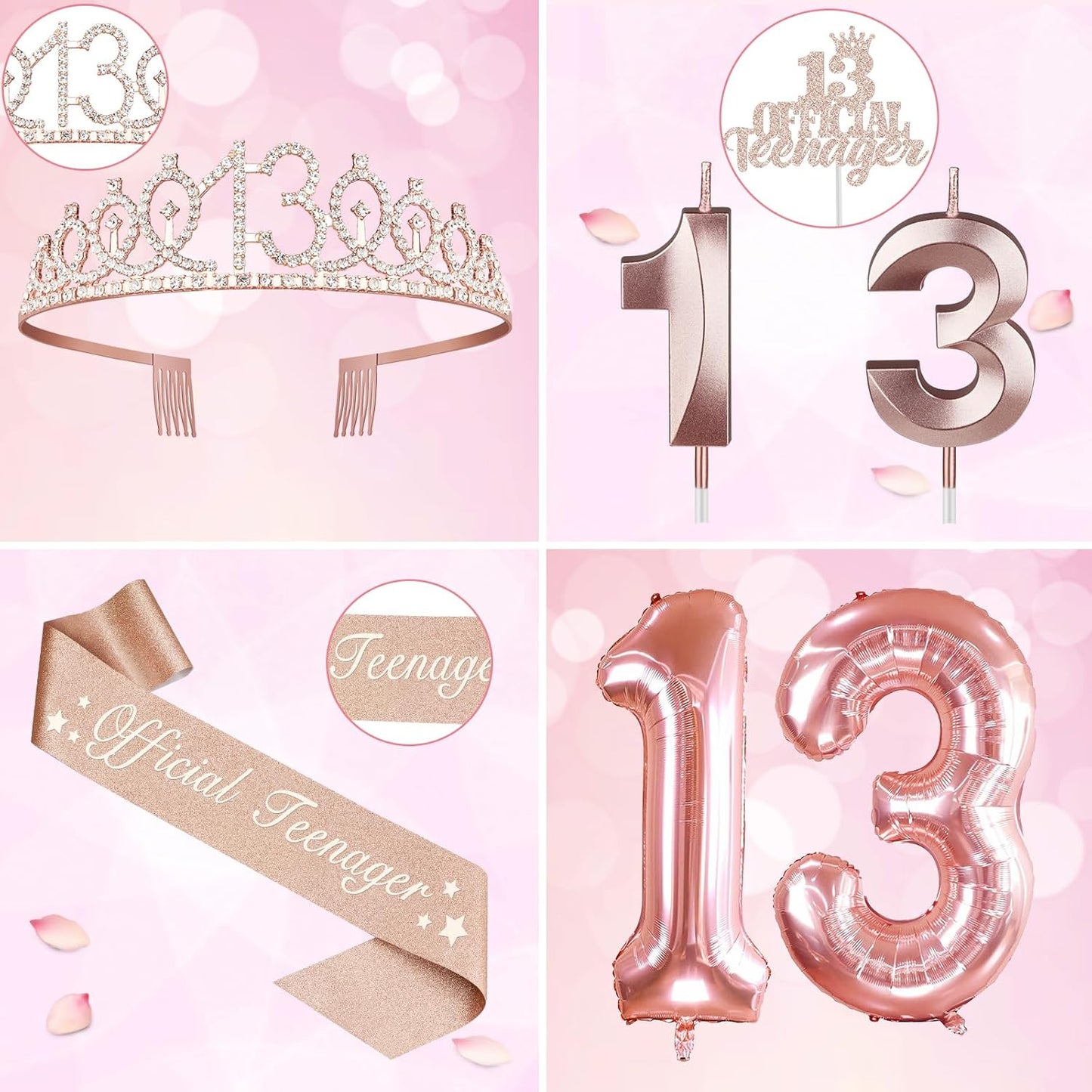 65th Birthday Decorations for Women, Including 65th Birthday Sash and Crown, Cake Topper and Candles, Number Balloons Rose Gold, 65 Year Old Gifts for Women