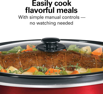 Hamilton-Beach 33184 Quart Slow Cooker, Metallic Red