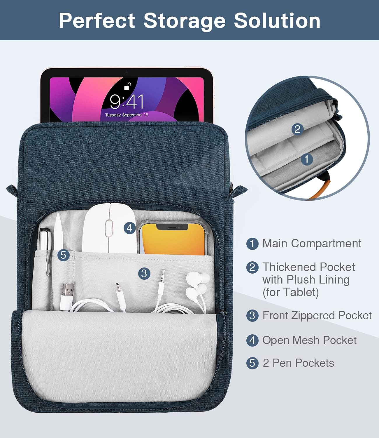 MoKo 13.3-14 Inch Laptop Sleeve Bag Fits MacBook Pro M3/M2 14" 2023, MacBook Pro 13" M2, New MacBook Air 13.6" M3/M2 2024/2022,Tab S8 Ultra 14.6",Handle Carrying Case with Shoulder Strap, Black & Gray - PuriLite