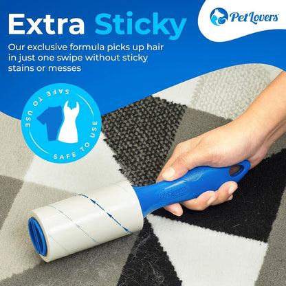 PetLovers Extra Sticky Lint Roller Mega Value Set for Pet Hair Removal, Dog and Cat Lint Remover (1 Pack Reusable)