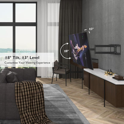 BONTEC TV Wall Mount with Extra Long Articulated Arm for 32-75 Inch TVs, 32.7” Extension, Holds Up to 132lbs, Full Motion Dual Arm Bracket with Tilt, Swivel & Level Adjustment, Max VESA 600x400mm - PuriLite