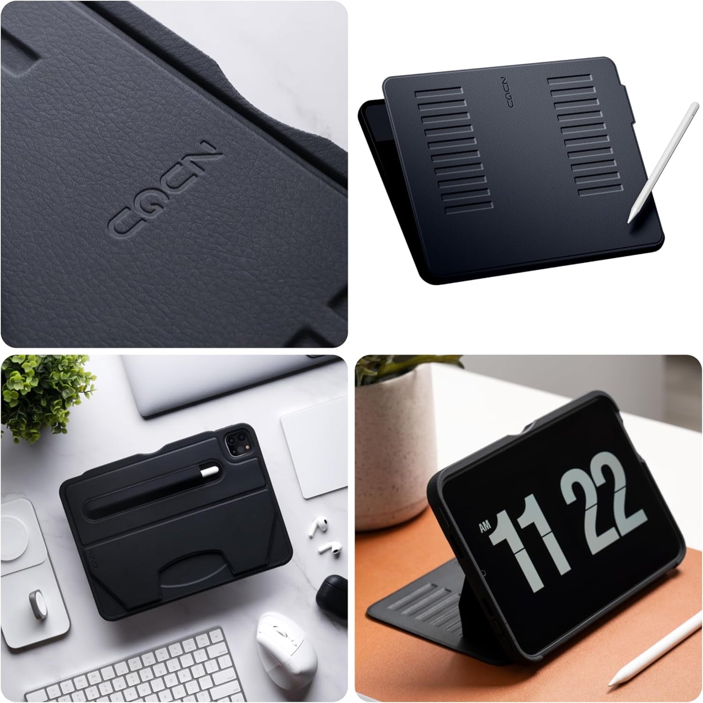 ZUGU iPad Pro 12.9 Case 2022/2021 6th & 5th Generation - Ultra Slim Protective Cover - Wireless Apple Pencil Charging - Convenient 10-Angle Magnetic Stand & Auto Sleep/Wake [ Black ]