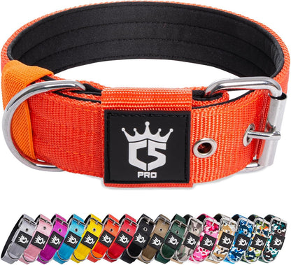TSPRO Tactical Dog Collar 1.5 inch Wide Dog Collar Military Grade Strong Dog Collar Thick Dog Collar Heavy Duty Metal Buckle Dog Collar(Green-L)
