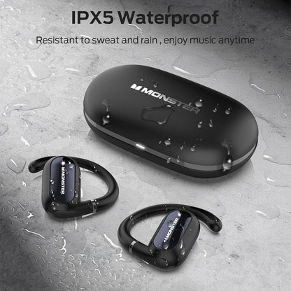 Monster Open Ear AC322, Bluetooth 5.4 Headset, 36H Battery Life, IPX5 Waterproof, Clear Communication, Ergonomic Design, Ear Angle Adjustable, Not Easy to Fall Off Wireless Bluetooth Headset.