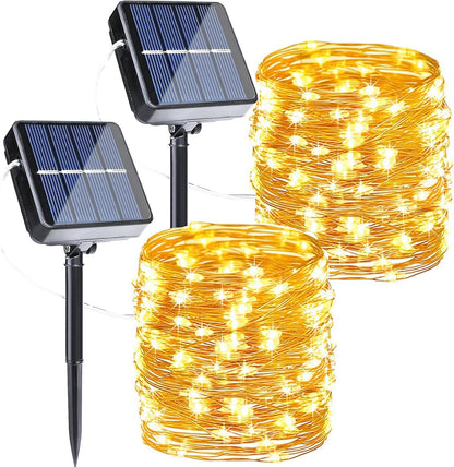 Joomer Solar String Lights Outdoor, 2Pack Total 80FT 240LED 8 Modes Solar Fairy Lights, Super Bright Waterproof Twinkle Lights for Tree, Patio, Garden, Outdoors (Warm White)