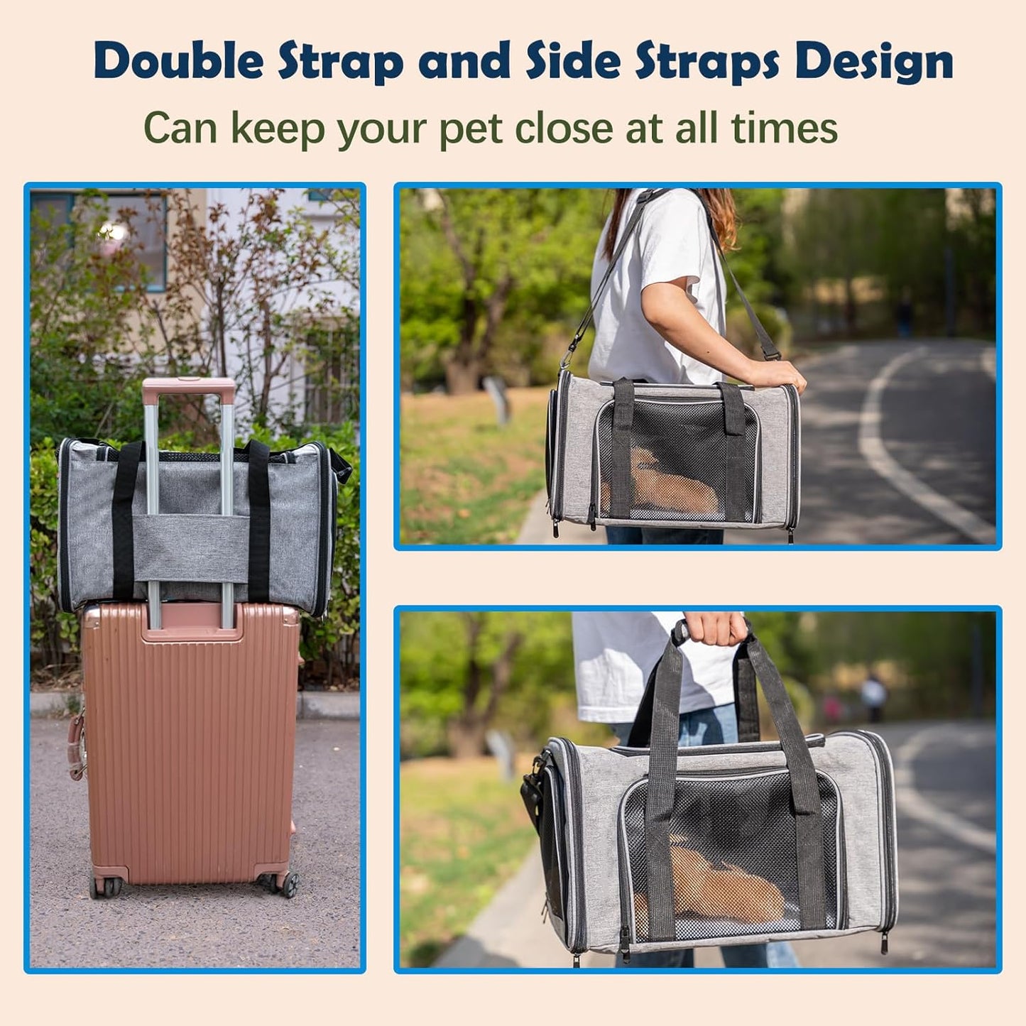 Top tasta Dog Cat Carrier Pet Carriers for Small Medium Large Cats Dogs Carrier Soft Sided Small Puppy Dog Carrier Portable Foldable Airline Approved Dog Cat Travel Carrier Grey Medium