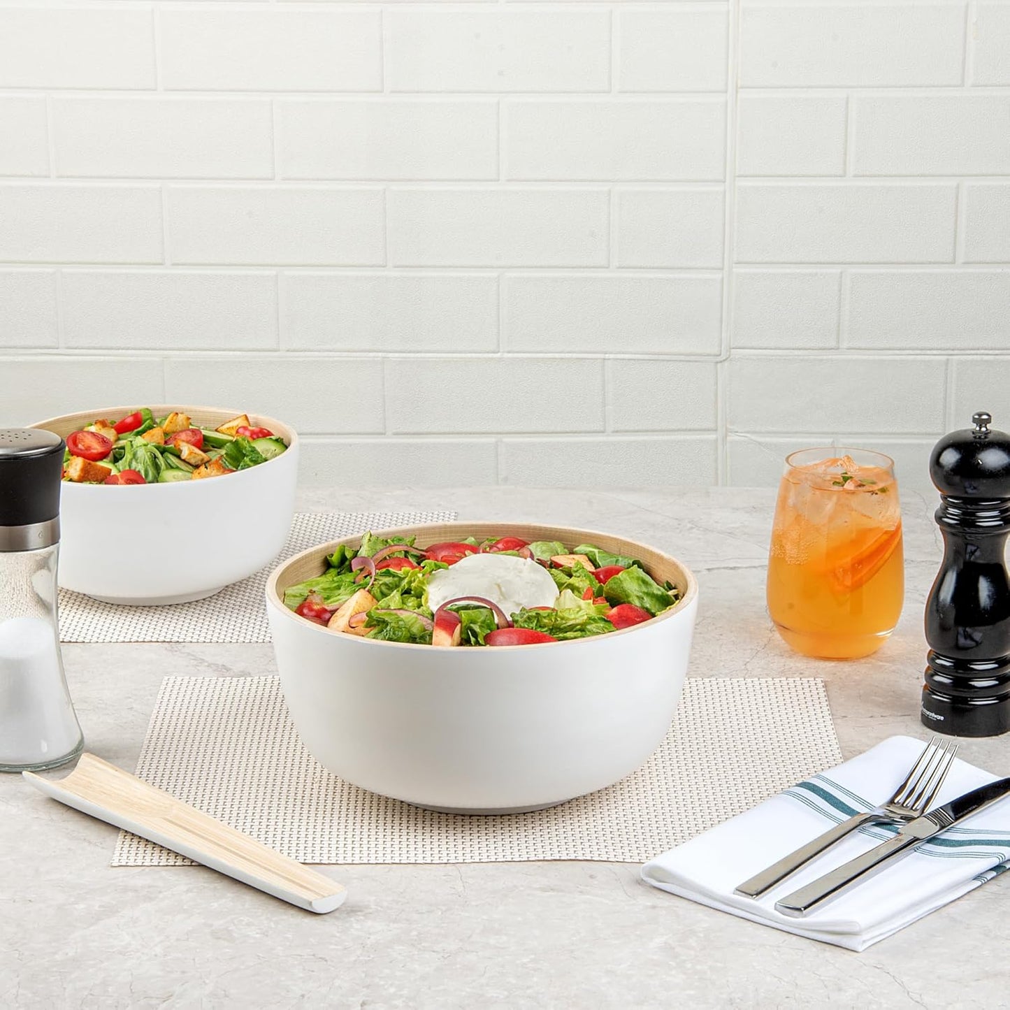 Restaurantware-Bambuddha 15 Ounce Small Salad Bowl, 1 Heavy-Duty Round Salad Bowl - Sustainable, Reusable, Black Bamboo Serving Dish, for Serving Salads, Fruits, and Appetizers