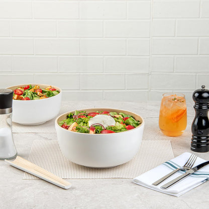 Restaurantware-Bambuddha 51 Ounce Extra Large Salad Bowl, 1 Heavy-Duty Round Salad Bowl - Sustainable, Reusable, Blue Bamboo Serving Dish, for Serving Salads, Fruits, and Appetizers