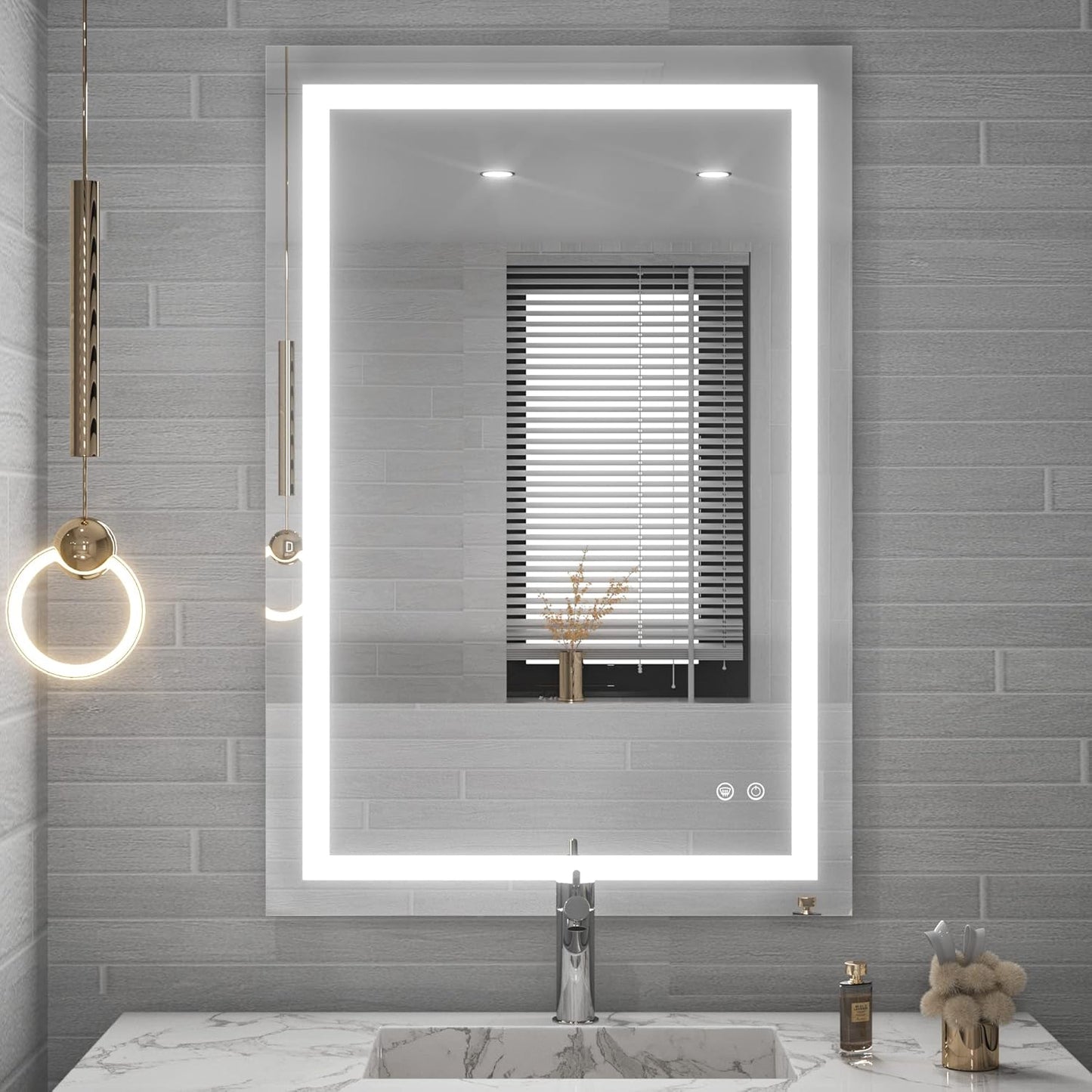 TETOTE 36 x 28 Bathroom LED Mirror Bedroom LED Mirror Fashion Style Vanity Makeup Mirror Dimmable Anti-Fog Wall Mounted Birthday Gift Housewarming Gift Wedding Gift
