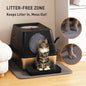 Citylife Stainless Steel Litter Box with Lid Flip-Top Removable High Enclosed Cat Litter Box with Litter Mat Step&Litter Scoop Metal Litter Pan Easy Cleaning Odor-Resistant Large Space for Cats Black