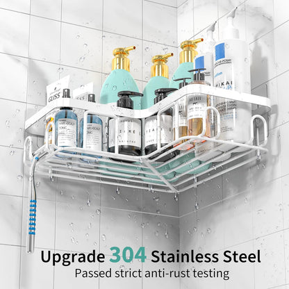 MOFOROCO 3-Pack Shower Caddy Corner Basket Shelf with Soap Holder, No Drilling Traceless Adhesive Shower Wall Shelves, Black Bathroom Shower Storage Organizer（ for 90-Degree Right-Angle Walls）