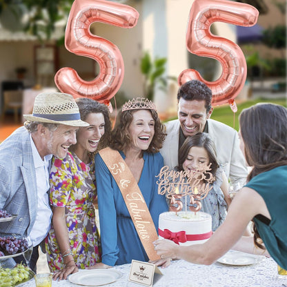 65th Birthday Decorations for Women, Including 65th Birthday Sash and Crown, Cake Topper and Candles, Number Balloons Rose Gold, 65 Year Old Gifts for Women