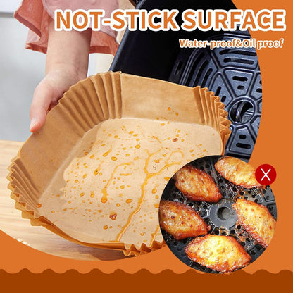 GOFFUGT Air Fryer Disposable Paper Liner,100PCS Round Airfryer Paper Liners,9" Natural Parchment Paper for Air Fryer Oil-Proof Water-Proof,Food Grade Parchment for AirFryer,Steamer,Microwave Etc