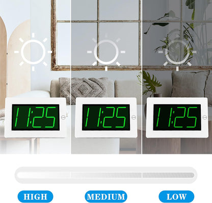 Wall Clock, Digital Clock, 8" Extra Large Display, 3" Big LED Number, Battery Operated, Adjustable Brightness, Clock for Bedroom, for Desk, Wall Mounted