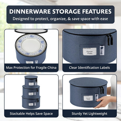 Hard Shell China Storage Containers | Dish Storage Boxes | Moving Storage Containers | Dinnerware Organizer Set | Seasonal Storage Solutions - PuriLite