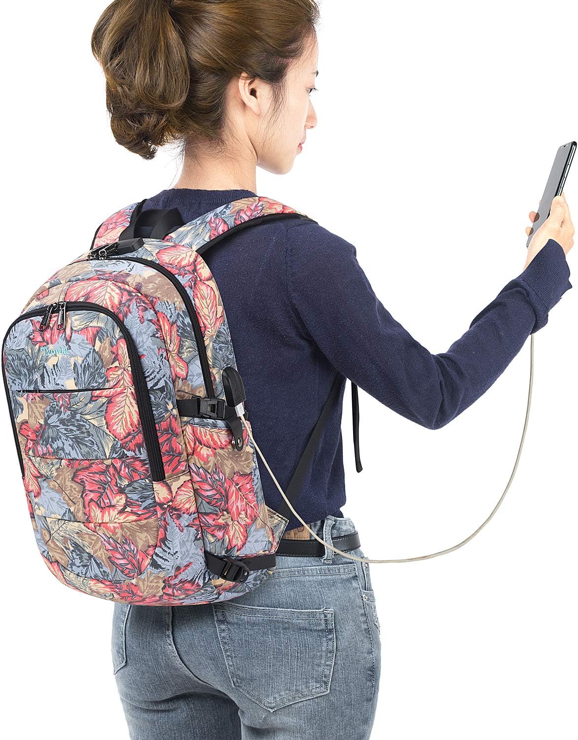 Tzowla Laptop Travel Slim School Backpack Water Resistant Anti-Theft Bag with USB Charging Port and Lock 15.6 Inch Computer Business Backpacks for Men Women College Student Gift,Bookbag Casual Daypack