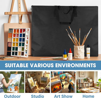 ZKOO Large Size Art Portfolio Bag, Light Weight Art Canvas Portfolio Case with Nylon Shoulder Strap, Carrying Storage Case for Artwork, Poster, Sketching, and Drawing (24"*36"-Black)
