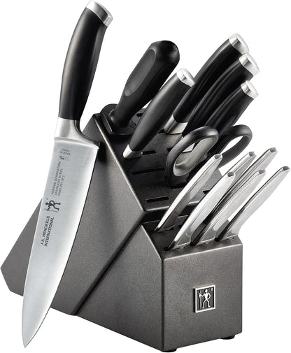 HENCKELS Forged German Stainless Steel 14 Pc Knife Block Set - Ultra Sharp Blades, Professional Chef's Knife Set, Knife Set with Block, Kitchen Knife Set, Dishwasher Safe - Black