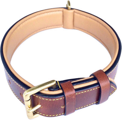 Soft Touch Collars Padded Leather Dog Collar, Large Brown - Genuine Real Leather, 24" Long x 1.5 Wide, Fits Neck Size 18" to 21" Inches