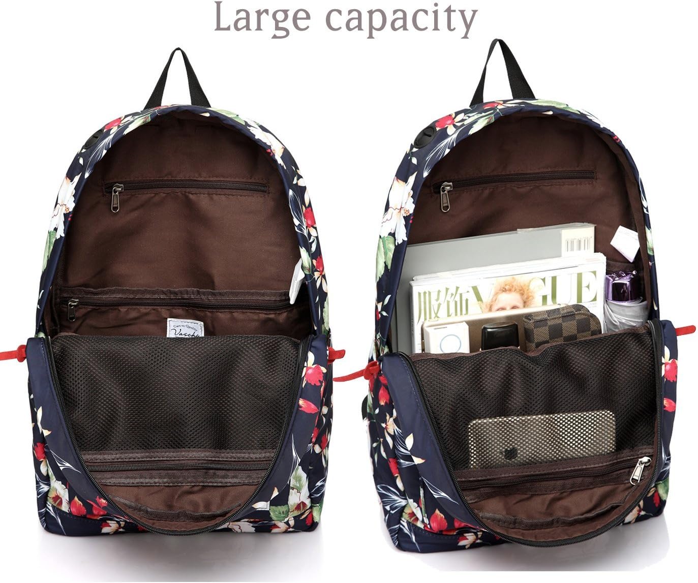 VASCHY Lightweight School Backpack for Women with Sleeve for 14" Laptop