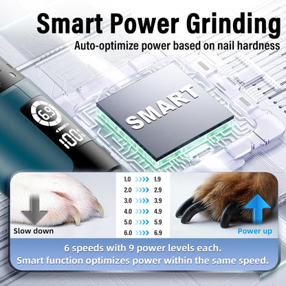 Casfuy Smart 6 Speed Dog Nail Grinder - Pet Nail Grinder with 2 LED Lights Super Quiet Rechargeable Electric Dog Nail Trimmer File Toenail Grinder for Large Medium Small Dogs (Red)
