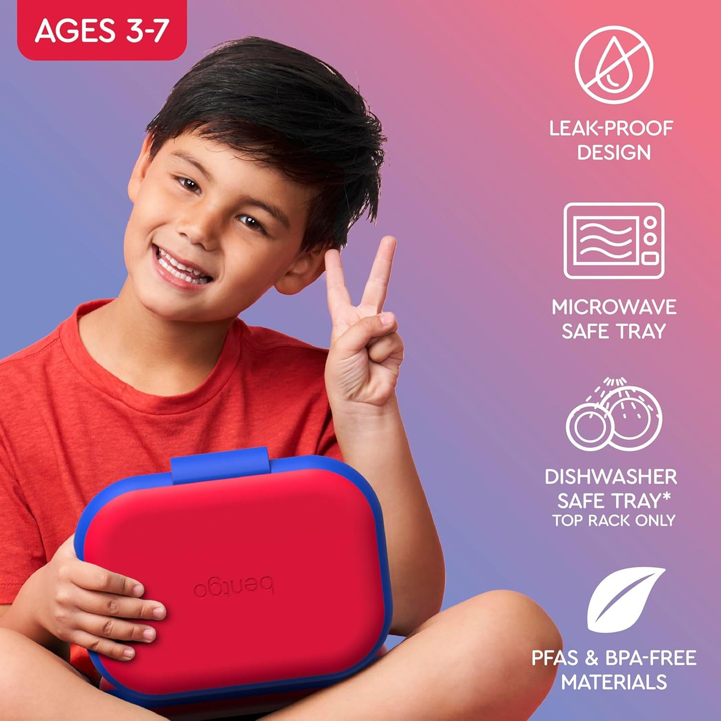 Bentgo Chill Kids Leak-Proof Lunch Box - 4-Compartment Bento Box with Built-In Ice Pack, 3.3 Cup Capacity, PFAS & BPA-Free, Microwave & Dishwasher Safe, Ideal Size for Ages 3 to 7 (Aqua)