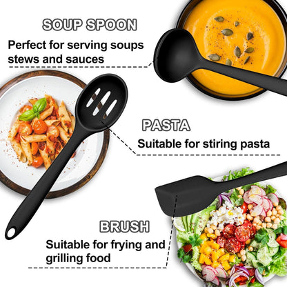 Silicone Kitchen Cooking Utensils Set, Umite Chef 22Pcs Heat Resistant Kitchen Utensils, Spatula, Spoon, Whisk, Dishwasher Safe Kitchen Utensil Gadgets Tools Set for Nonstick Cookware(Khaki)