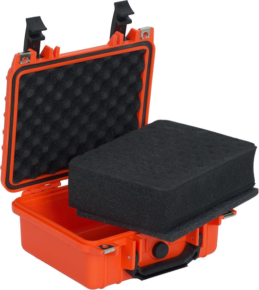 MEIJIA Portable All Weather Waterproof Protective Hard Case,Camera Case with Customizable Fit Foam,Fit Use of Drones, Camera, Equipments, 10.62inchx9.68inchx 4.87inch (Orange) - PuriLite