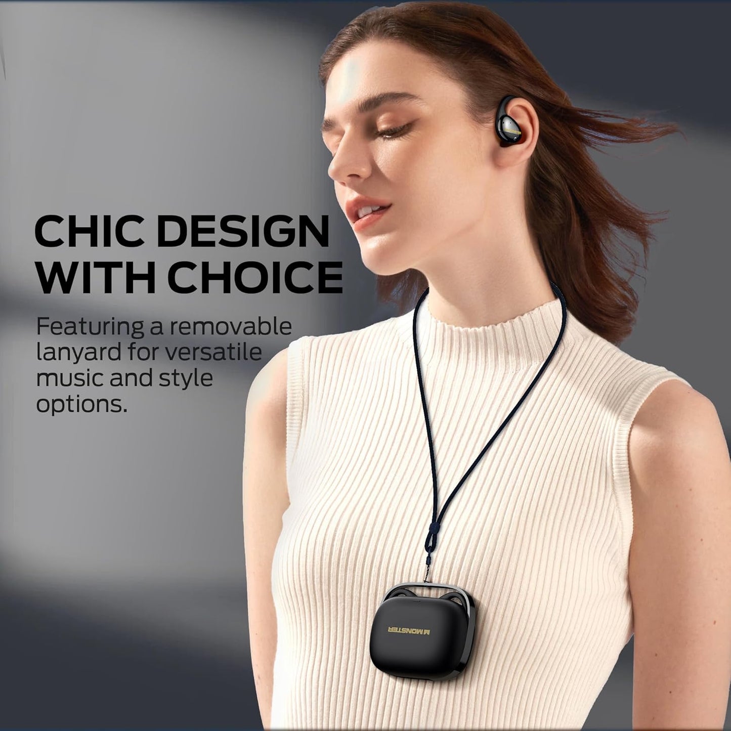 Monster Open Ear AC520 Headphones, Bluetooth 6.0 Wireless Earbuds with HiFi Sound, Open Ear Earbuds with 24H Playtime, Unique Handbag Design, ENC Clear Call, IPX6 Resistance Wireless Headphones