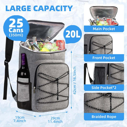 Bagtopia Camping Cooler Backpack 25 Cans, Leak Proof Insulated Thermal Bag, Beach Travel Picnic Lunch Backpack for Men Women