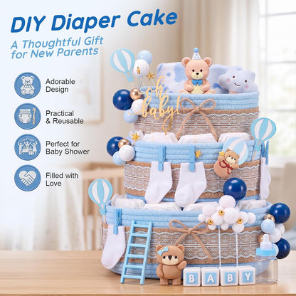 Sosation Baby Shower Empty Gift Basket Set Kit for Baby Diaper Cake