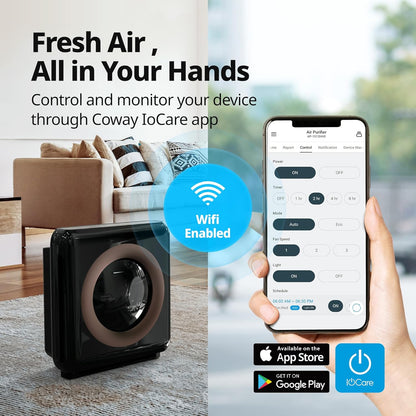 Coway Airmega AP-1512HH True HEPA Air Purifier with Air Quality Monitoring, Auto Mode, Timer, Filter Indicator, Eco Mode