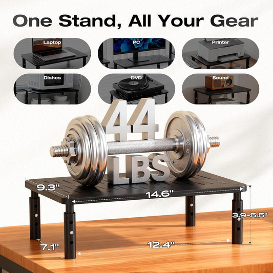 Adjustable Monitor Stand Riser for Desk – 3 Height Levels, Metal PC & Laptop Shelf Organizer, 2-Pack, Ergonomic Desk Storage Solution for Office & Home