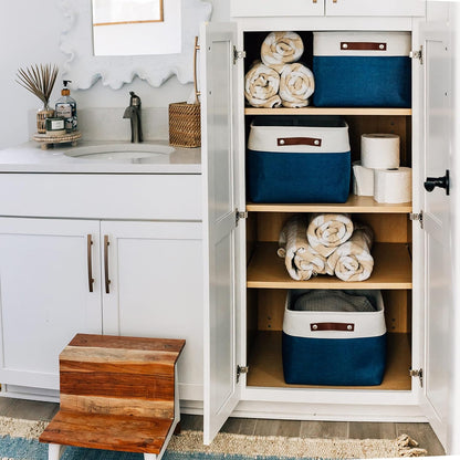 OrganiHaus Large Fabric Storage Baskets for Shelves 3 Pack, 15x11in Closet Storage Bins for Shelves, Cloth Baskets, Fabric Storage Cubes, Linen Closet Organizers, Fabric Basket, White Basket