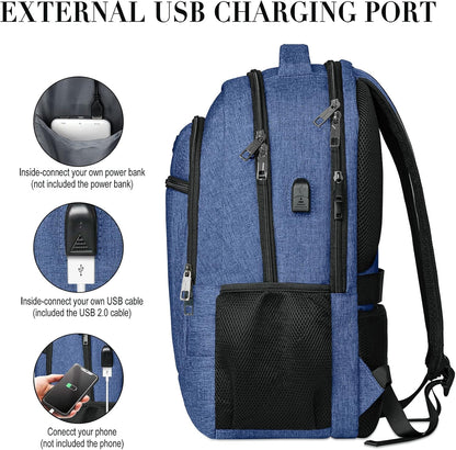 Backpack for Men and Women, School Backpacks for Teen Boys and Girls, Black Water Resistant Back Pack, Business Men Sturdy Computer Bag with USB Charging Port, Gifts