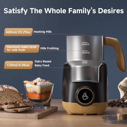 AMZCHEF 8-in-1 Milk Frother Electirc, 17oz (500ml) Stainless Steel Coffee Frother & Steamer, Mousseur A Lait for Latte, Cappuccino, Hot Chocolate, Hot Chocolate, Dishwasher Safe