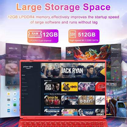 NOTODD Laptop 16" 12GB LPDDR4 512GB SSD Celeron N5095 Up to 2.9Ghz Quad-Core Win 11 PC 1920*1200 2K Screen Dual WIFI Support 2.5" HDD 1TB SSD Expand with Cooling Fan Numeric Keypad for Business-Blue