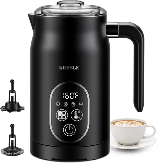 KIDISLE - 4 in 1 Electric Milk Frother with Automatic Temperature Control, Hot Cold Frothing Machine, Fast Foam Machine for Coffee, Latte, Hot Chocolate, Cappuccino, Macchiato,