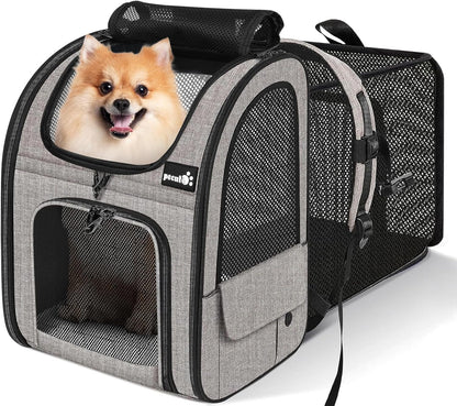 Pecute Pet Carrier Backpack, Dog Carrier Backpack Expandable with Breathable Mesh for Pets ＜6kg, Pet Backpack Carrier for Hiking Travel Camping Outdoor