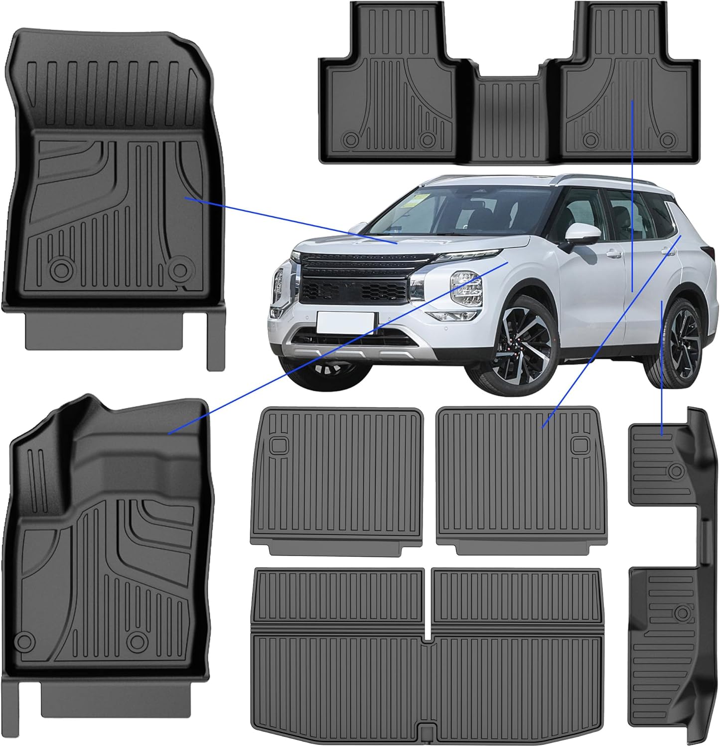 AOMSAZTO Floor Mats & Trunk Mat for 2024 2025 Chevy Equinox EV (Non Fuel),TPE All Weather Protection 2 Rows Car Floor Liners with Cargo Liner for Chevrolet Equinox EV (Non Fuel)