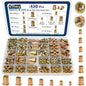 Vifmy Metric & SAE Rivet Nut Assortment Kit(420 Pcs),m3 m4 m5 m6 m8 m10 m12#6-32#8-32#10-24 1/4"-20 5/16"-18 3/8"-16 UNC Flat Head Rivnut Set,Zinc Plated Finish Carbon Steel Nutsert